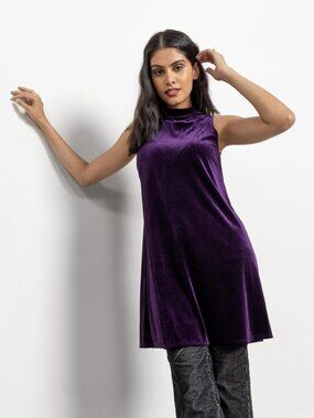PURPLE VELVET Dress Vintage Stretchy Party 90's / Small